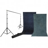 Impact Background Kit with 10 x 12' Sky Blue/Aqua Reversible Muslin Backdrop