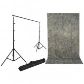 Impact Background Kit with 10 x 12' with Gray Mist Crushed Muslin Backdrop