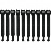 Pearstone 1 x 10 Touch Fastener Straps (Black, 10-Pack)