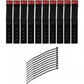 Pearstone 1 x 6 Touch Fastener Cable Straps (Black, 10-Pack)