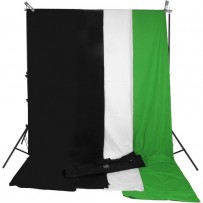 Impact Background System Kit with 10x24' White, Black and Chroma Green Muslins