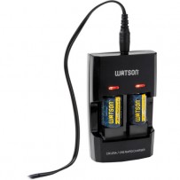 Watson Dual Rapid Charger for 3V CR123A and CR2 Lithium Batteries with 2 CR2 Batteries