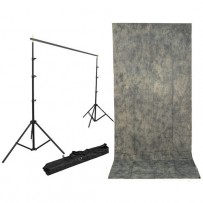 Impact Background Kit with 10 x 24' with Gray Mist Crushed Muslin Backdrop