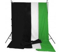Impact Background System Kit with 10x24' White, Black and Chroma Green Muslins